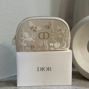 Dior 2025 Butterfly Embroidery Zipper Pouch cosmetic bag